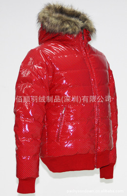 【外貿(mào)原單波點(diǎn)漆皮連帽毛條兩面穿防水保暖羽絨服來(lái)板生產(chǎn)加工149】 - 生意地